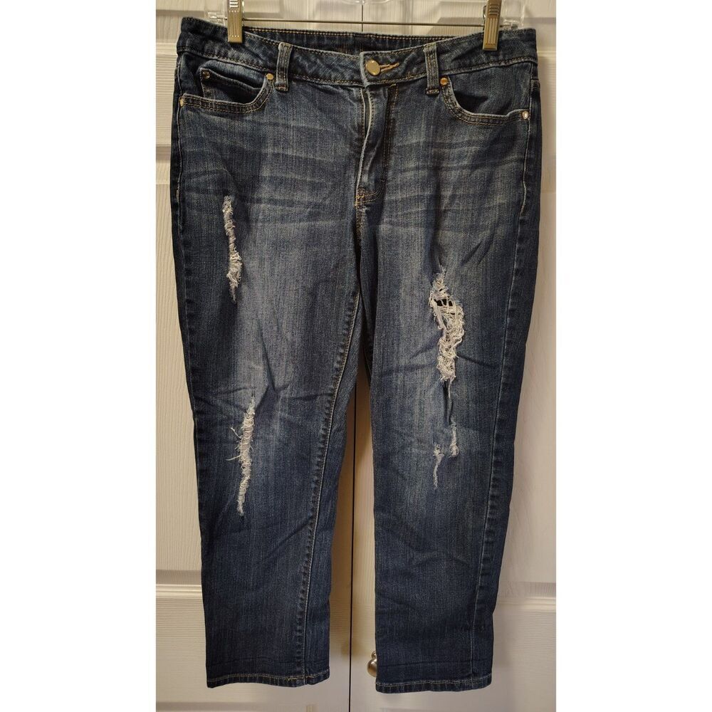 Jennifer Lopez Size 8 Stressed‎ Denim Straight Leg Jeans